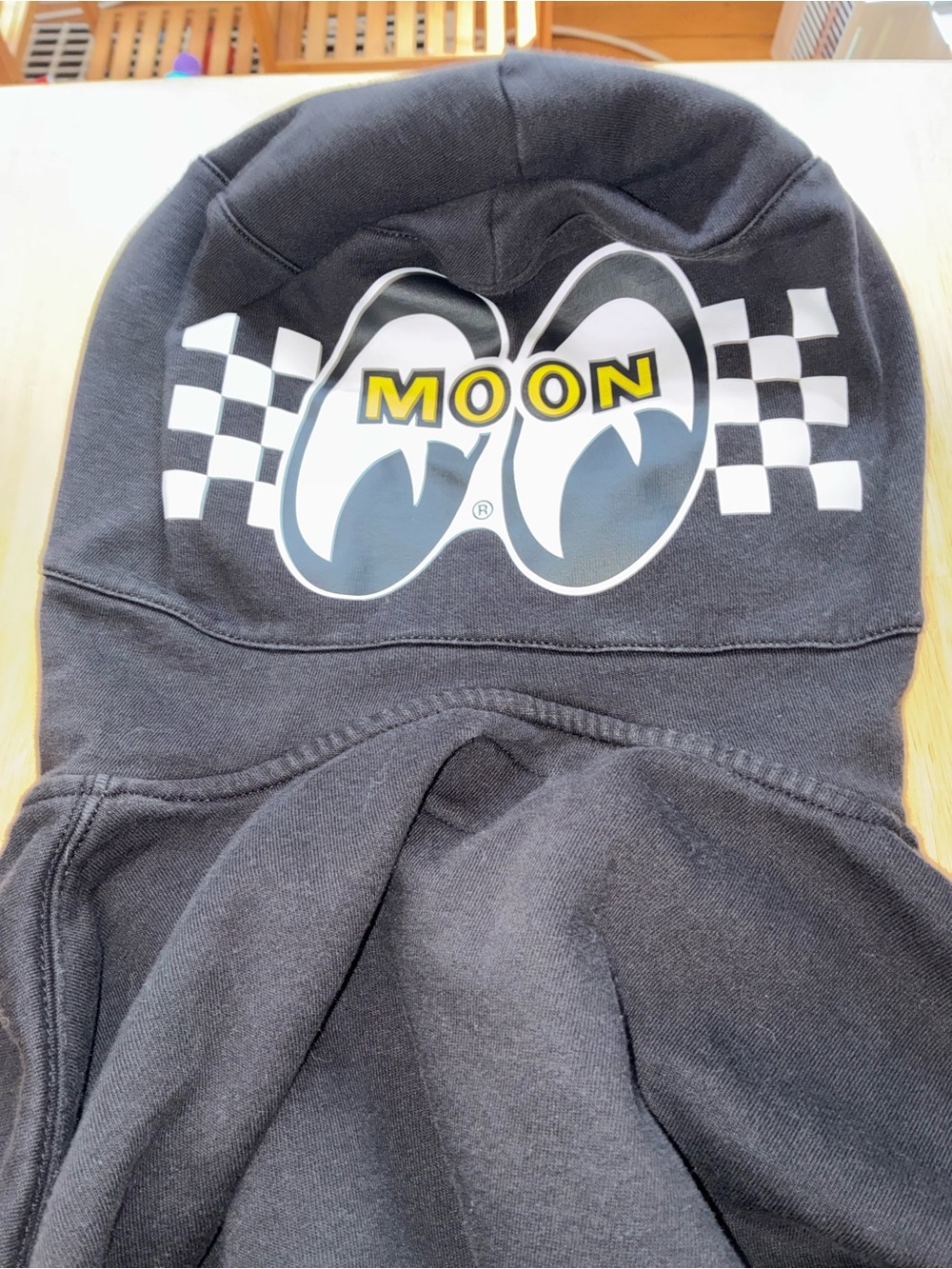 Vans Black Hoodie with MOON Logo and Checkered Graphic